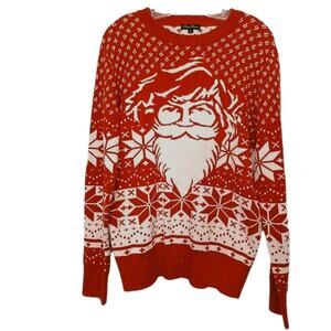 Danny Duncan Santa Face Sweater‎ Men's Small Red Ugly Christmas Nordic Rare VNTG